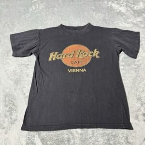 VTG‎ 90s Hardrock Cafe Vienna Tshirt Womens Size M 19x22 in Black Retro